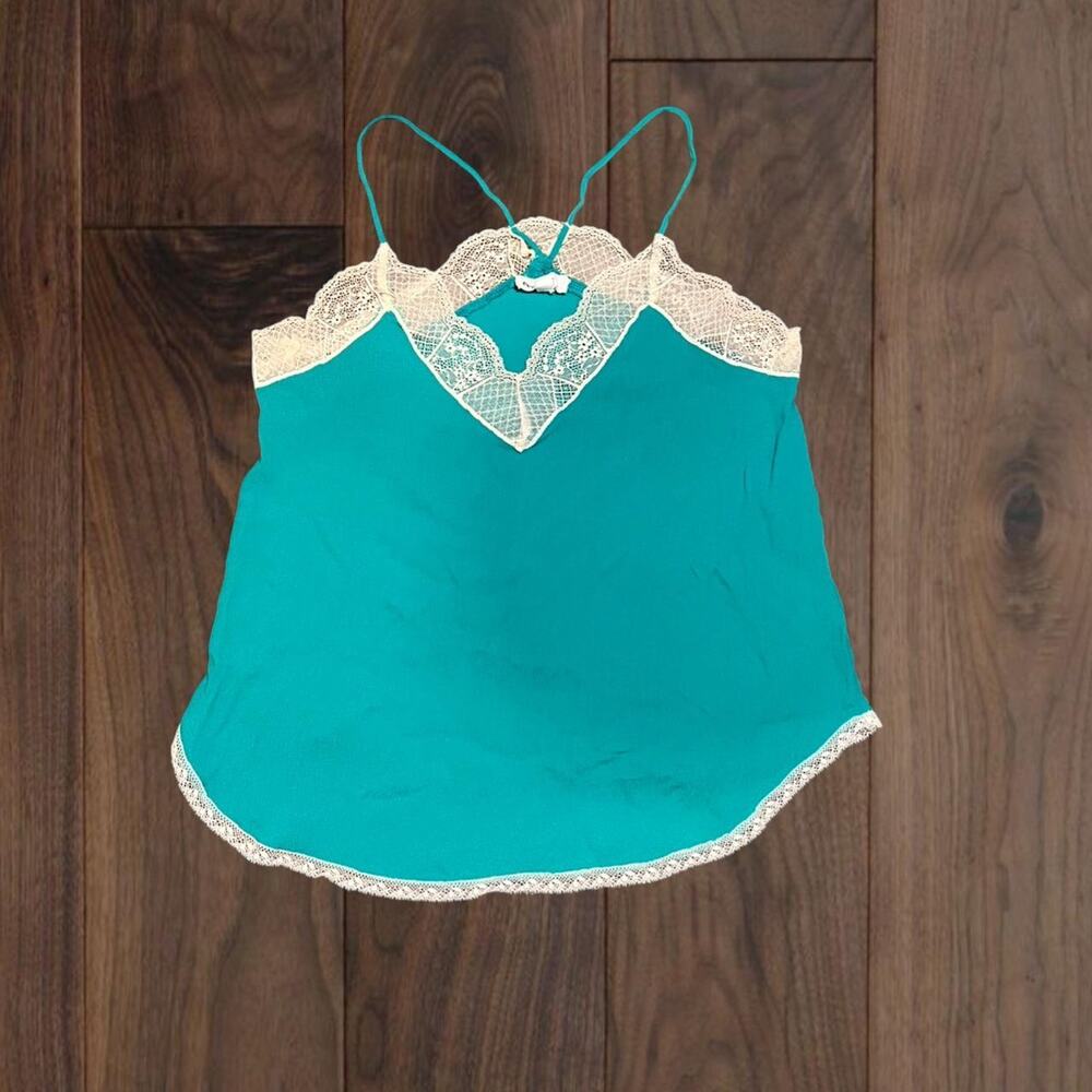 Fairycore eesome size small green blue white lace tank